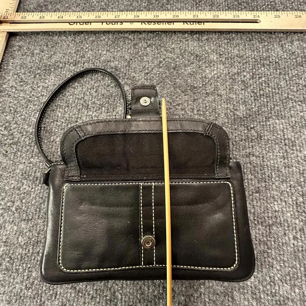 Coach Black Leather Wristlet Clutch with‎ Buckle Detail #580